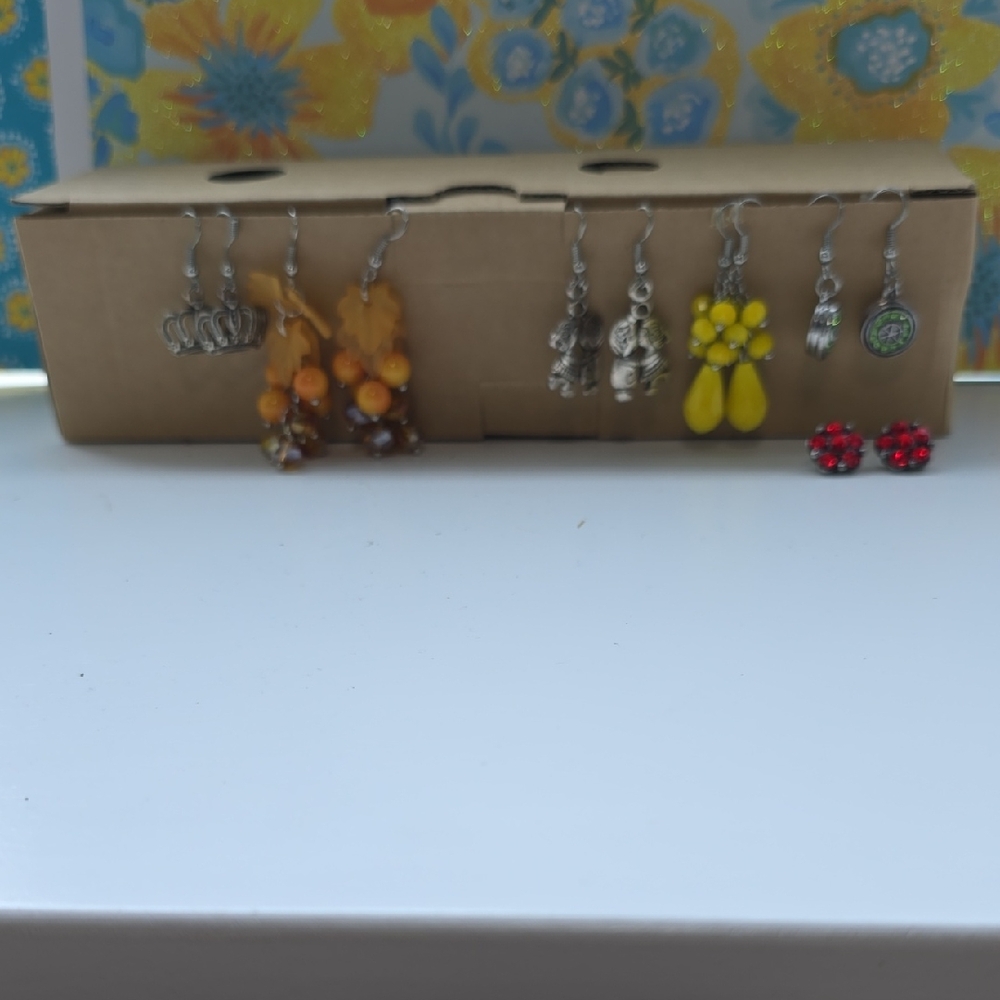 Colorful Earring Set with Various Designs - Picture 2 of 2